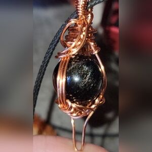 Silver Sheen Obsidian Crystal Ball Pendant Necklace